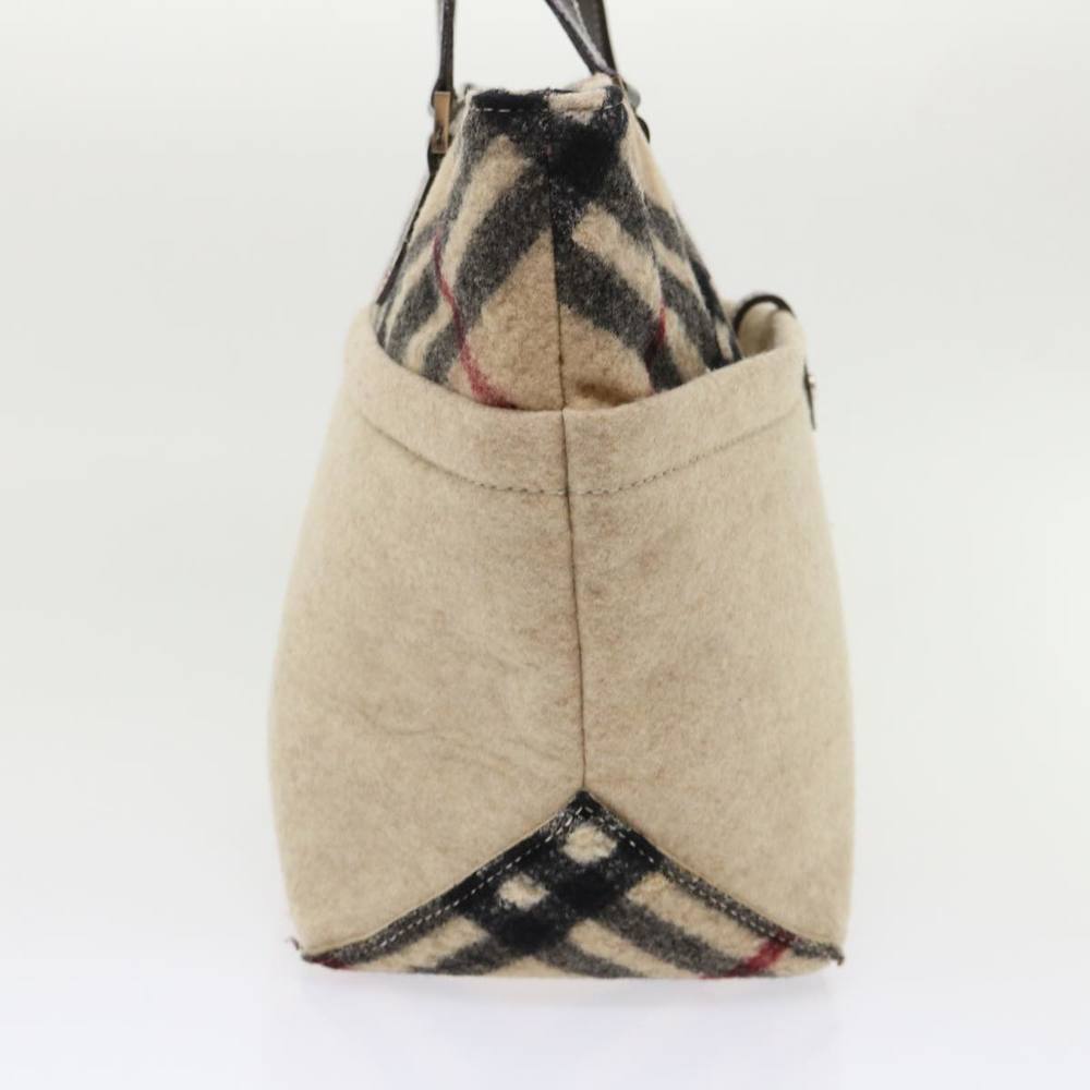 BURBERRY Nova Check Blue Label Tote Bag Wool Beige Auth bs6452 - Picture 4 of 16